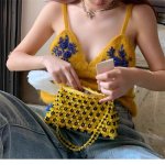 画像7: Woman’s flower beaded handbag crystal shoulder underarm bag　花フラワービーズクリスタルショルダクラッチ トートハンドバッグ　 (7)