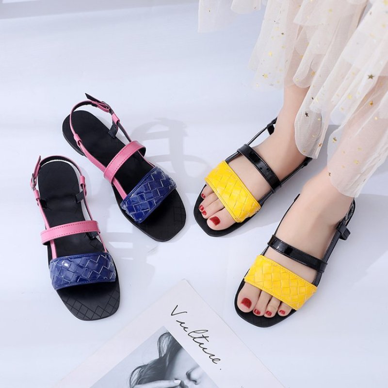 画像7: women's  wild wear flat bottomed toe personality simple Roman style fairy Sandals  フラットメッシュサンダル　ミュール (7)