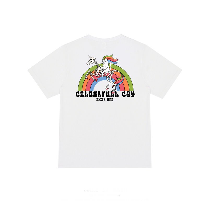 画像2:  rainbow unicorn short-sleeved T-shirt    　　レインボーユニコーン半袖Tシャツ オーバーサイズ ユニセックス 男女兼用 (2)