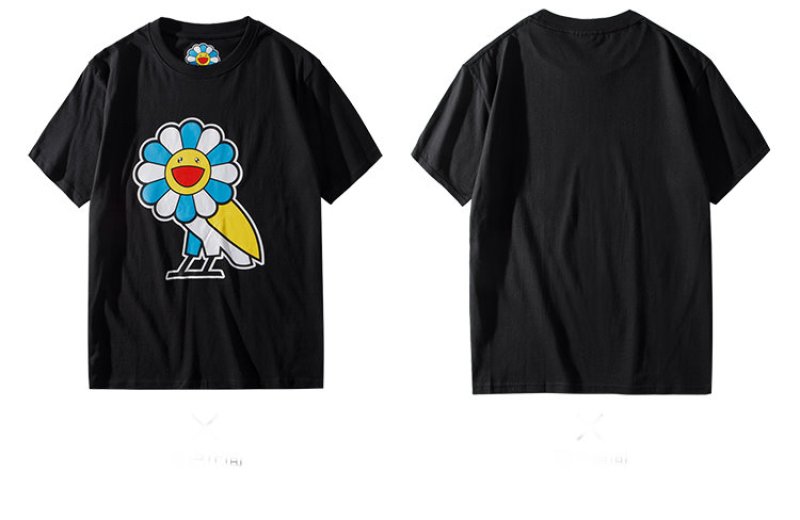 画像3: cute sun flower pattern bird  short-sleeved T-shirt     太陽のフラワーバードプリント半袖Tシャツ オーバーサイズ ユニセックス 男女兼用 (3)