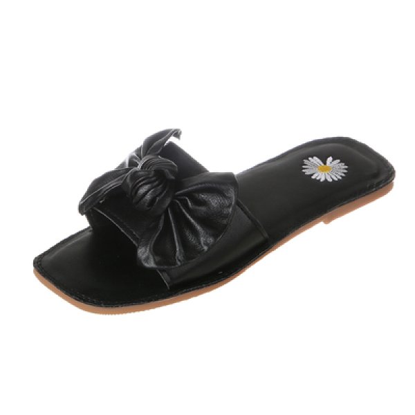 画像1: women's bow sandals and slippers　 フラットリボン ボウサンダル　ミュール (1)