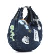 画像4: Woman’s denim new ring hand bag printing graffiti fold female bag shopping basket bag　　　デニムグラフィックリングショルダーバッグ トートバッグ (4)