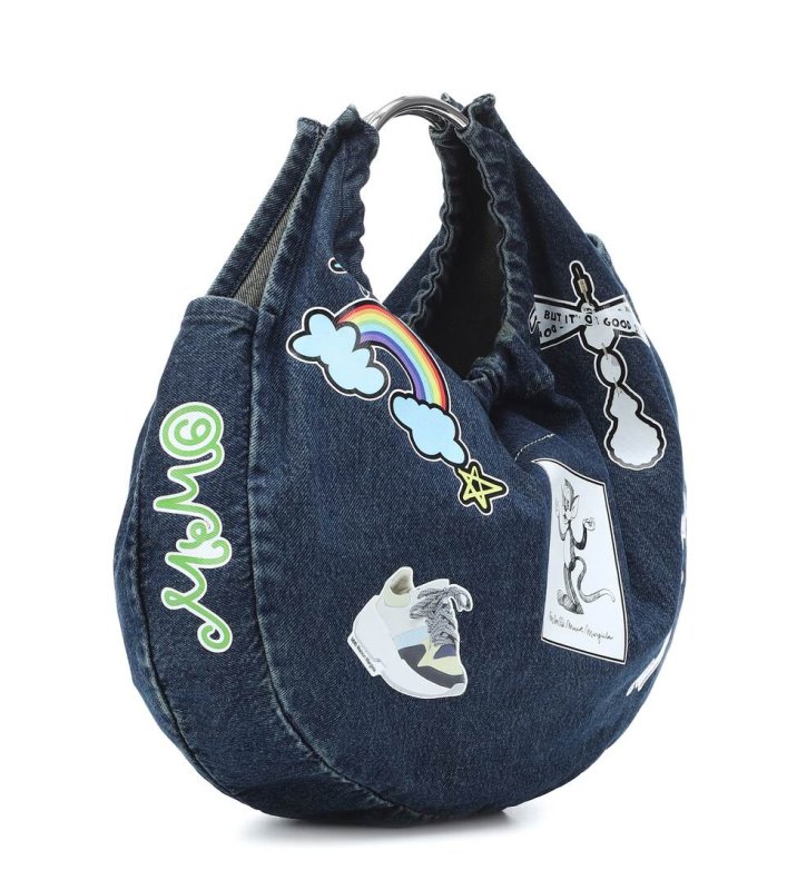 画像4: Woman’s denim new ring hand bag printing graffiti fold female bag shopping basket bag   デニムグラフィックリングショルダーバッグ トートバッグ (4)