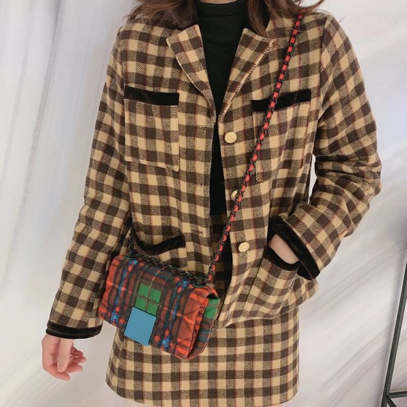 画像5: Woman’s new plaid print shoulder tote bag　チェック柄プリントショルダーバッグ トートバッグ (5)