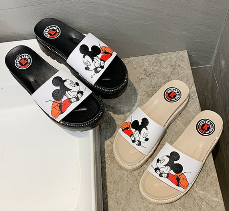 画像2: women's Mickey mouse flatbed sandals  slippers  ミッキーマウスベットフットフラットサンダル ミュール (2)