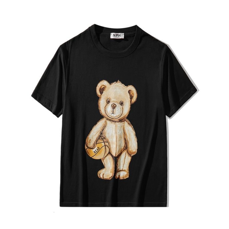 画像2:  Basketball player bear  printed T-shirt men and women　バスケットボール ベアープリント半袖Tシャツ オーバーサイズ ユニセックス 男女兼用 (2)