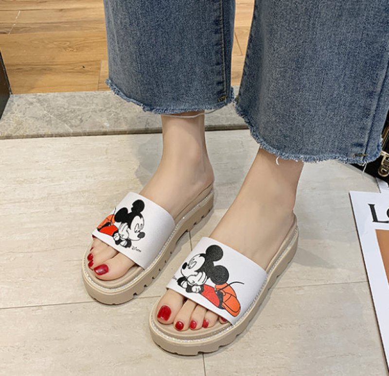 画像3: women's Mickey mouse flatbed sandals  slippers  ミッキーマウスベットフットフラットサンダル ミュール (3)