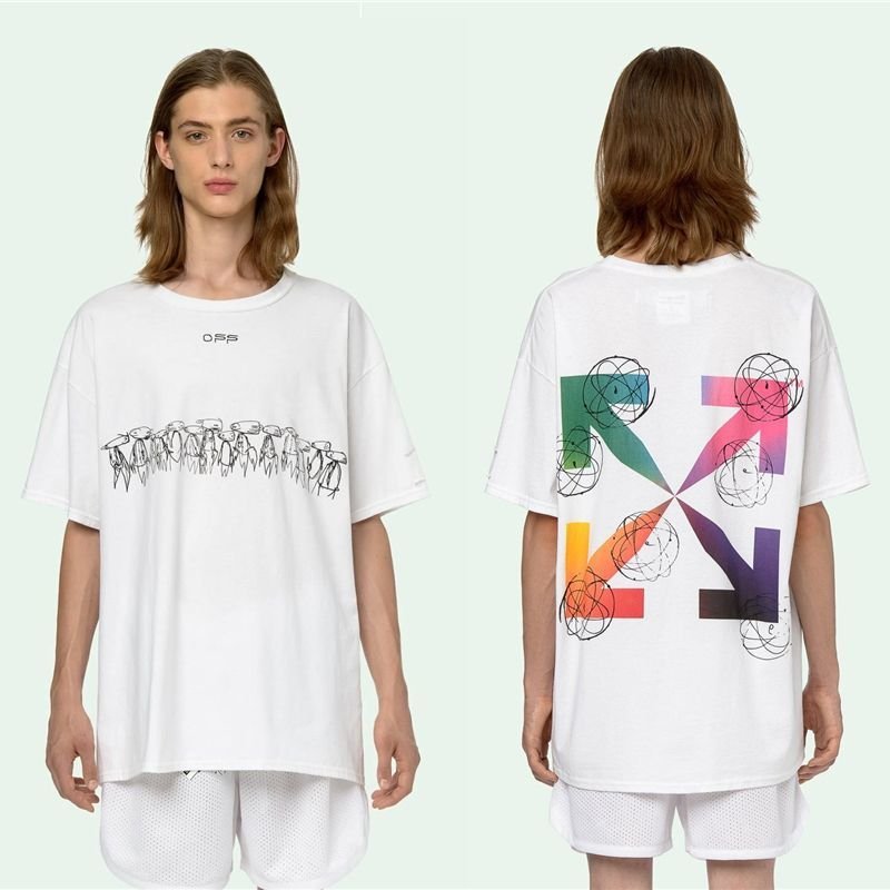 画像8: Alien gradient arrow Oversize Unisex T-shirt  エイリアングラデーションアロープリント半袖Tシャツ オーバーサイズ ユニセックス 男女兼用 (8)
