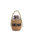 画像7: Retro round bucket straw bag letter hand woven bag   レター入りバケツストローバッグ 籠 かごバッグハンドバッグ　 (7)