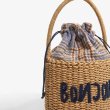 画像5: Retro round bucket straw bag letter hand woven bag   レター入りバケツストローバッグ 籠 かごバッグハンドバッグ　 (5)