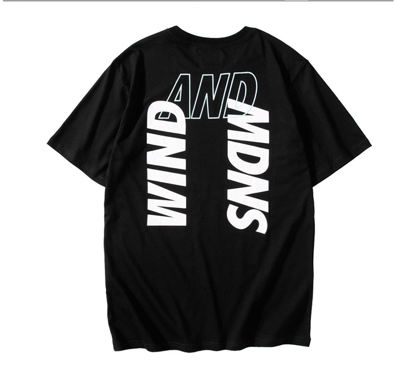 画像2: Short-sleeved T-shirt with back letter logo Oversize Unisex  バックレターロゴ入り半袖Tシャツプリント半袖Tシャツ オーバーサイズ ユニセックス 男女兼用 (2)