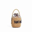 画像4: Retro round bucket straw bag letter hand woven bag   レター入りバケツストローバッグ 籠 かごバッグハンドバッグ　 (4)