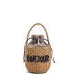 画像6: Retro round bucket straw bag letter hand woven bag   レター入りバケツストローバッグ 籠 かごバッグハンドバッグ　 (6)