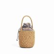 画像3: Retro round bucket straw bag letter hand woven bag   レター入りバケツストローバッグ 籠 かごバッグハンドバッグ　 (3)