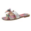 画像1: women's Satin Floral Bow H-shaped Belt Fingerless Slippers flat sandals  サテンフローラルリボン フラットサンダル スリッパ　ミュール (1)