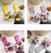 画像6: women's Satin Floral Bow H-shaped Belt Fingerless Slippers flat sandals  サテンフローラルリボン フラットサンダル スリッパ　ミュール (6)