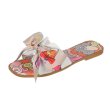画像5: women's Satin Floral Bow H-shaped Belt Fingerless Slippers flat sandals  サテンフローラルリボン フラットサンダル スリッパ　ミュール (5)