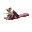 画像3: women's Satin Floral Bow H-shaped Belt Fingerless Slippers flat sandals  サテンフローラルリボン フラットサンダル スリッパ　ミュール (3)
