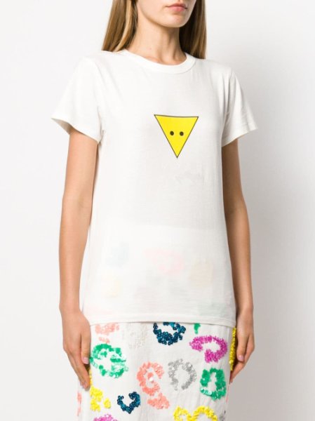 画像1: triangle yellow fox printed short-sleeved T-shirt 　　トライアングルイエローフォックスプリント半袖Tシャツ (1)