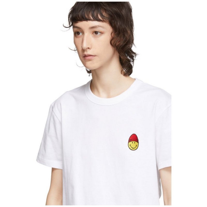 画像6:  smiley embroidered short-sleeved T-shirt  Unisex 　スマイリー刺繍半袖Tシャツ  ユニセックス 男女兼用 (6)