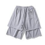画像3: casual hanging men's five-point pants, loose drawstring terry cotton double shor Pants   カジュアルハンギングファイルメンズ5分丈パンツ ショートパンツ ジョガーパンツ (3)