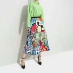 画像1: New Women's comic cartoon Sesame Street printed pleated skirt セサミストリート膝丈プリーツスカート (1)