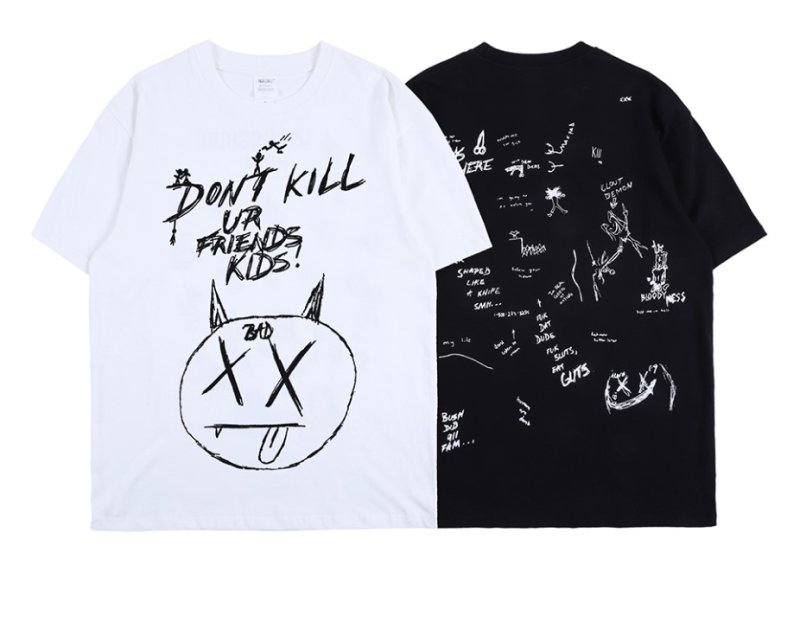 画像7: Revenge XXXTENTATION Don't Kill hand-painted graffiti short-sleeved ghost men and women short-sleeved t-shirt  XXXTENTATION手描き半袖Tシャツ グラフィックレタープリントユニセックス 男女兼用 (7)