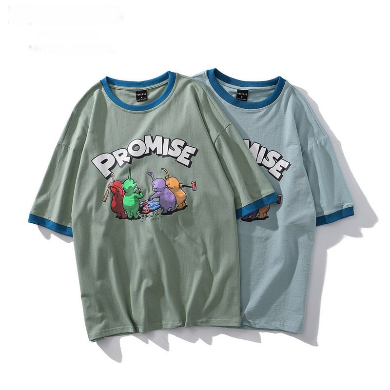 画像3: cartoon printing oversize couple cotton trend short-sleeved T-shirt 　TKPAポッププリントTシャツス半袖シャツユニセックス 男女兼用 (3)