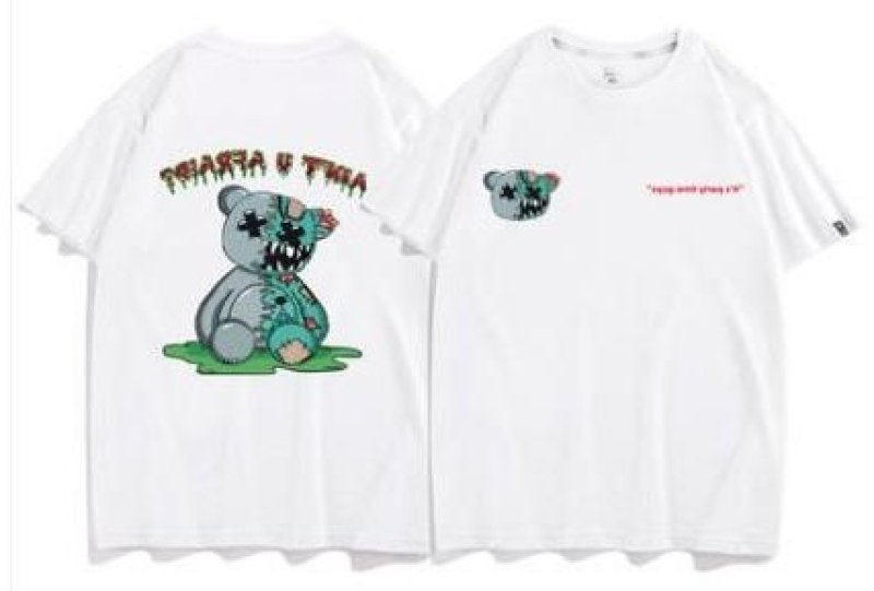 画像5: ain't u afraid bear print short sleeve T-shirt  ain't u afraidベアープリント半袖Tシャツユニセックス 男女兼用 (5)
