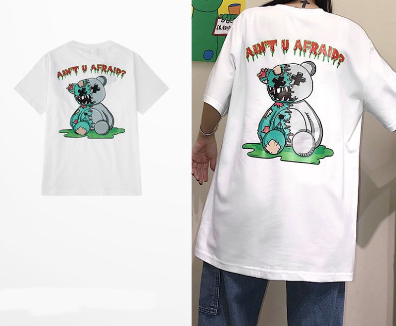 画像6: ain't u afraid bear print short sleeve T-shirt  ain't u afraidベアープリント半袖Tシャツユニセックス 男女兼用 (6)