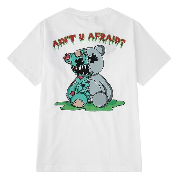 画像1: ain't u afraid bear print short sleeve T-shirt　　ain't u afraidベアープリント半袖Tシャツユニセックス 男女兼用 (1)