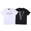 画像1: Rhinestone V logo short sleeve T-shirt　ラインストーンVロゴ半袖Tシャツ ユニセックス 男女兼用 (1)