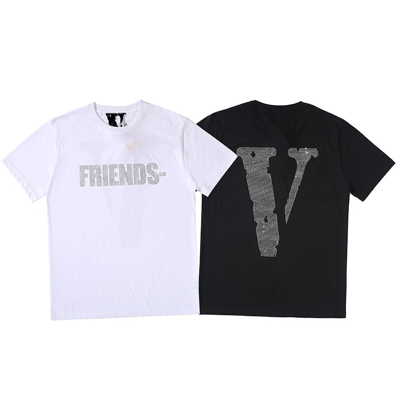 画像1: Rhinestone V logo short sleeve T-shirt　ラインストーンVロゴ半袖Tシャツ ユニセックス 男女兼用 (1)