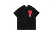 画像8: round neck embroidery peach heart loose simple short-sleeved T-shirt oversize men and women  ハート刺繍オーバーサイズ半袖Tシャツ ユニセックス 男女兼用 (8)