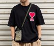 画像6: round neck embroidery peach heart loose simple short-sleeved T-shirt oversize men and women  ハート刺繍オーバーサイズ半袖Tシャツ ユニセックス 男女兼用 (6)