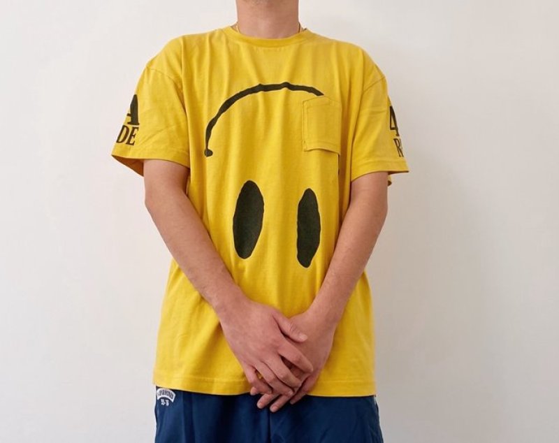 画像5: trend loose letter smile face washed old cotton tee t-shirt oversize men and women   オールドスマイルプリントオーバーサイズ半袖Tシャツ ユニセックス 男女兼用 (5)