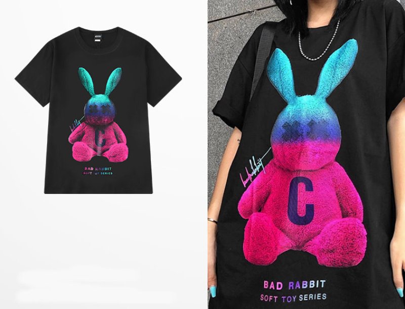 画像3: BAD RABBIT Print t-shirt oversize men and women  バットラビットプリントオーバーサイズ半袖Tシャツ ユニセックス 男女兼用 (3)