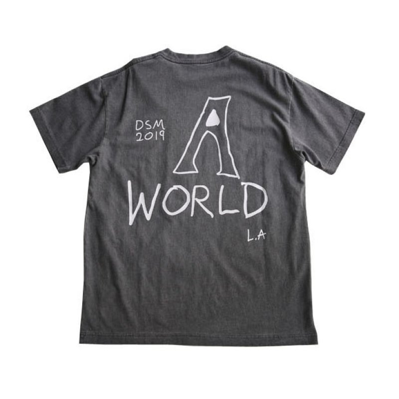 画像2: washed old retro skull letter loose short-sleeved T-shirt 　レトロスカルレターペイント半袖Tシャツ ユニセックス 男女兼用 (2)