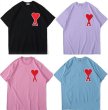 画像5: round neck embroidery peach heart loose simple short-sleeved T-shirt oversize men and women  ハート刺繍オーバーサイズ半袖Tシャツ ユニセックス 男女兼用 (5)