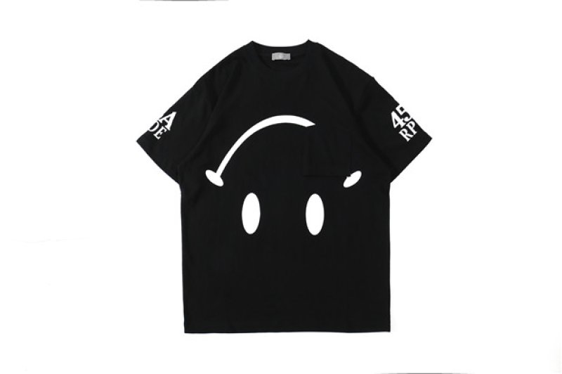 画像7: trend loose letter smile face washed old cotton tee t-shirt oversize men and women   オールドスマイルプリントオーバーサイズ半袖Tシャツ ユニセックス 男女兼用 (7)