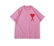 画像4: round neck embroidery peach heart loose simple short-sleeved T-shirt oversize men and women  ハート刺繍オーバーサイズ半袖Tシャツ ユニセックス 男女兼用 (4)