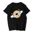 画像2:  Saturn planet donut print T-shirt　  サターン土星プリント半袖Tシャツ ユニセックス 男女兼用 (2)
