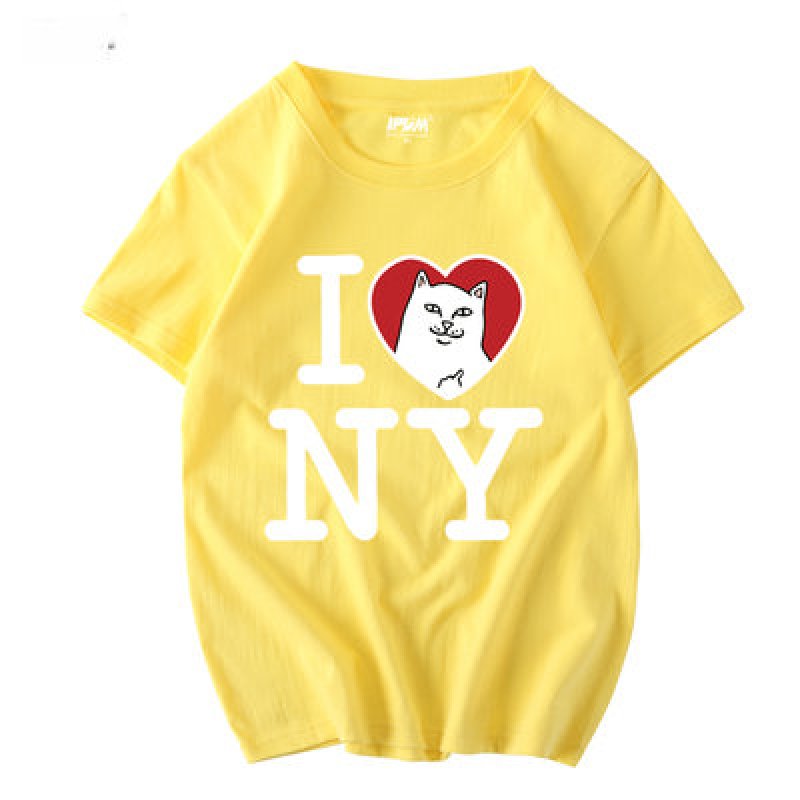 画像5: I love NY & cat print short sleeve T-shirt men and women  　I love NY＆キャットプリント半袖Tシャツ　 ユニセックス 男女兼用 (5)