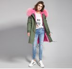 画像2: プラスサイズあり Real Raccoon fur Hoodie Military Coat Long  リアルファー付ミリタリーモッズコートロング (2)