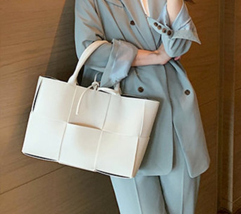 画像4: Broadband woven handbagTHE ARCO TOTE  レザーブロードバンド織スクエアトートバッグ  (4)