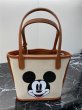 画像2: Mickey series bucket bag leather and canvas tote shoulder shopping bag　ミッキーマウス レザー＆キャンバス２WAYトートショルダーショッピングバッグ　 (2)