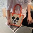 画像4: Mickey series bucket bag leather and canvas tote shoulder shopping bag　ミッキーマウス レザー＆キャンバス２WAYトートショルダーショッピングバッグ　 (4)