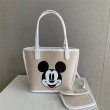 画像3: Mickey series bucket bag leather and canvas tote shoulder shopping bag　ミッキーマウス レザー＆キャンバス２WAYトートショルダーショッピングバッグ　 (3)