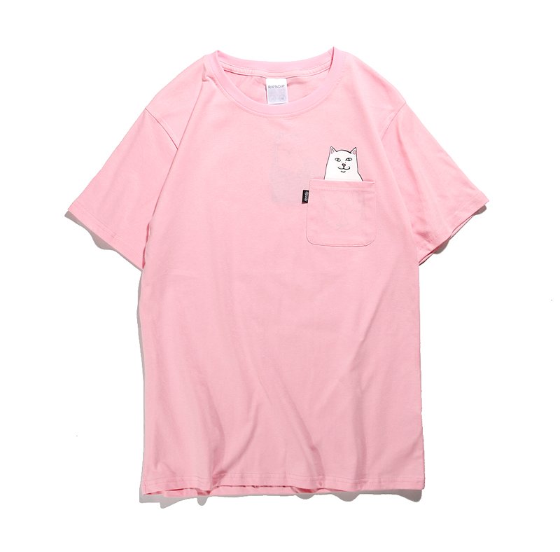 画像4: pocket middle finger cat  short sleeve T-shirt  men and women  ミドルフィンガーキャットオーバーサイズ半袖Tシャツ ユニセックス 男女兼用 (4)