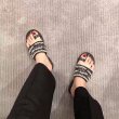 画像6: women's  pearl chain flat sandals 　パール&チェーン付きフラットサンダル　スリッパ 　 (6)